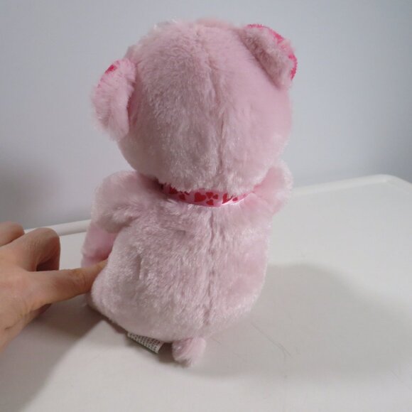 pink and light pink bear with plush embroidered heart be mine pillow - Picture 9 of 14